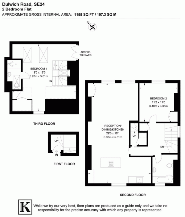 Floor Plan Image for 2 Bedroom Flat for Sale in Dulwich Road, SE24