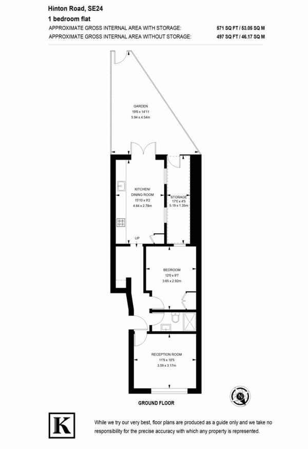 Floor Plan Image for 1 Bedroom Flat for Sale in Hinton Road, SE24