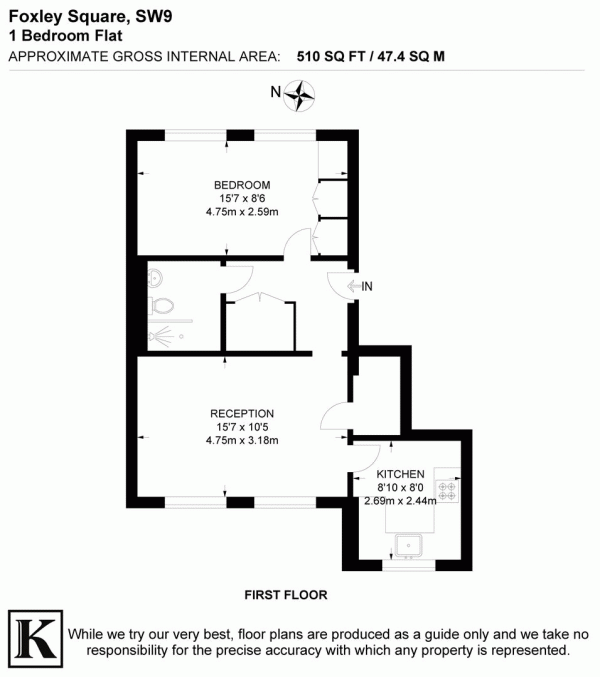 Floor Plan Image for 1 Bedroom Flat for Sale in Foxley Square, SW9