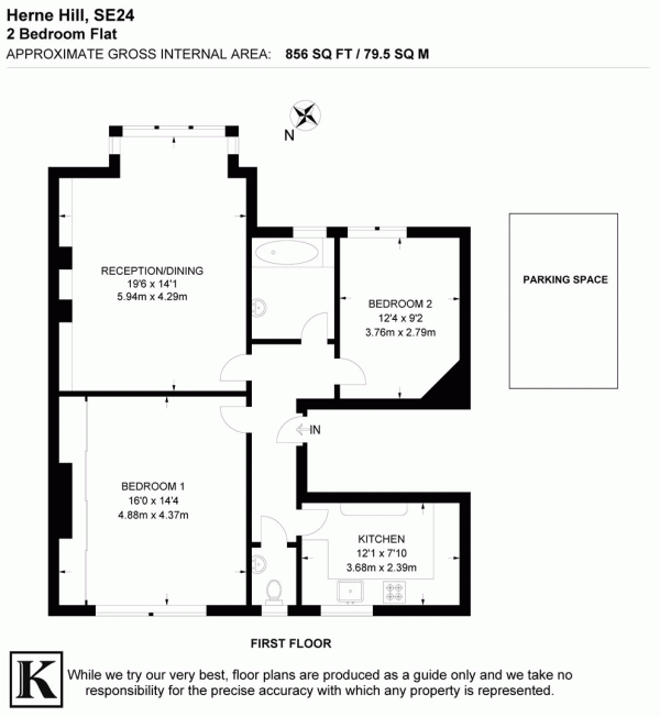 Floor Plan Image for 2 Bedroom Flat for Sale in Herne Hill, SE24