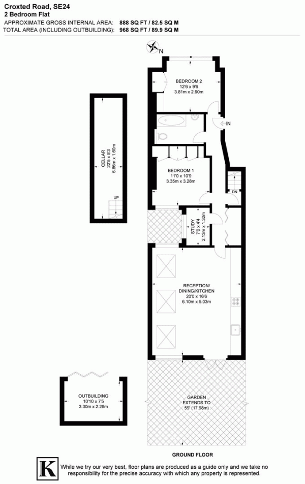 Floor Plan Image for 2 Bedroom Flat for Sale in Croxted Road, SE24