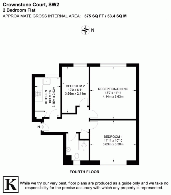 Floor Plan Image for 2 Bedroom Flat for Sale in Crownstone Road, SW2