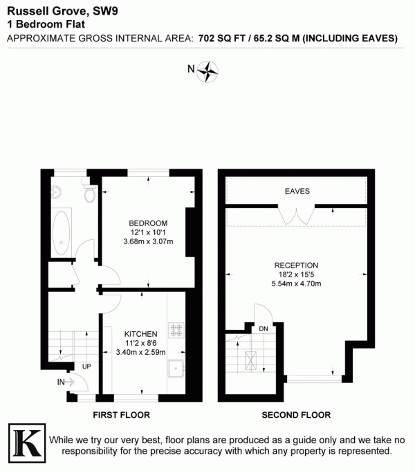 Floor Plan Image for 1 Bedroom Flat for Sale in Russell Grove, SW9