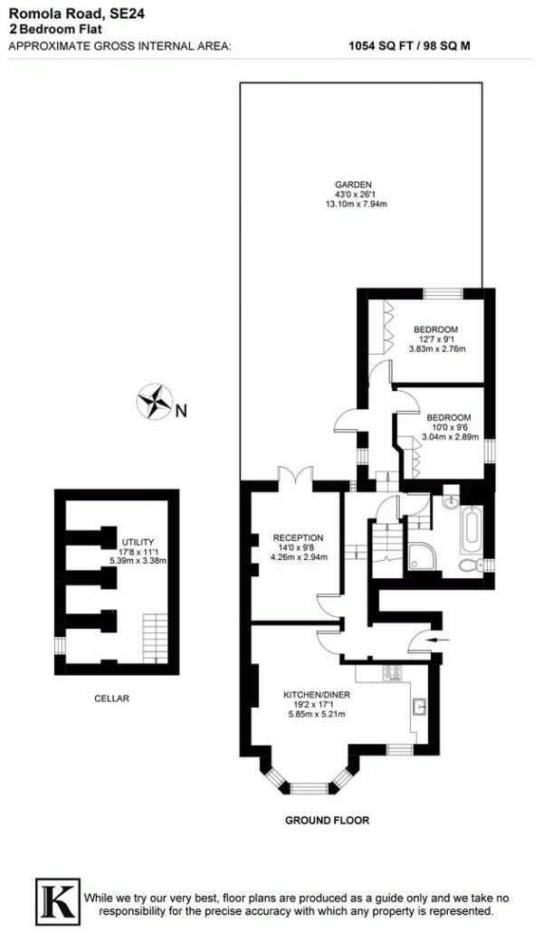 Floor Plan Image for 2 Bedroom Flat for Sale in Romola Road, SE24