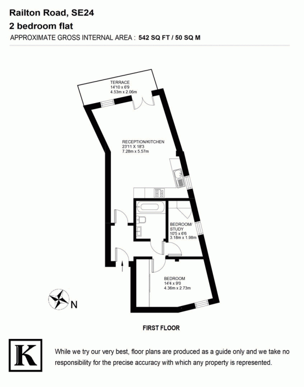 Floor Plan Image for 2 Bedroom Flat for Sale in Railton Road, SE24