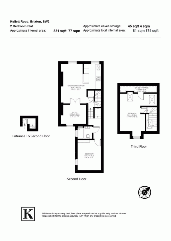 Floor Plan Image for 2 Bedroom Flat to Rent in Kellett Road, London