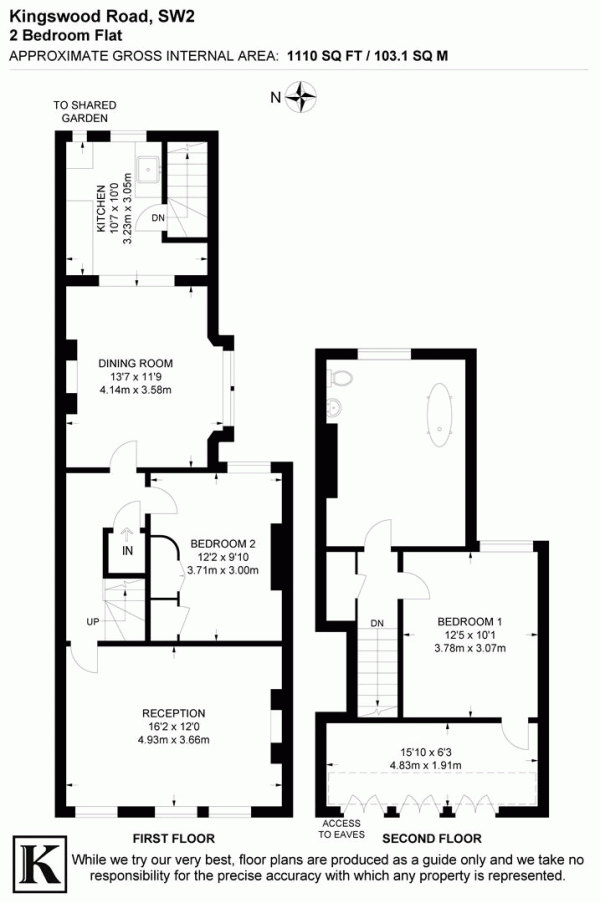 Floor Plan for 2 Bedroom Flat for Sale in Kingswood Road, SW2, SW2, 4JN -  &pound540,000