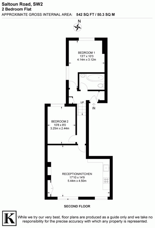 Floor Plan Image for 2 Bedroom Flat for Sale in Saltoun Road, SW2