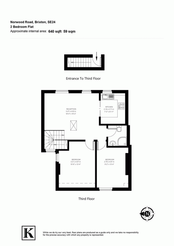 Floor Plan for 2 Bedroom Flat to Rent in Norwood Road, London, SE24, 9AQ - £403  pw | £1746 pcm