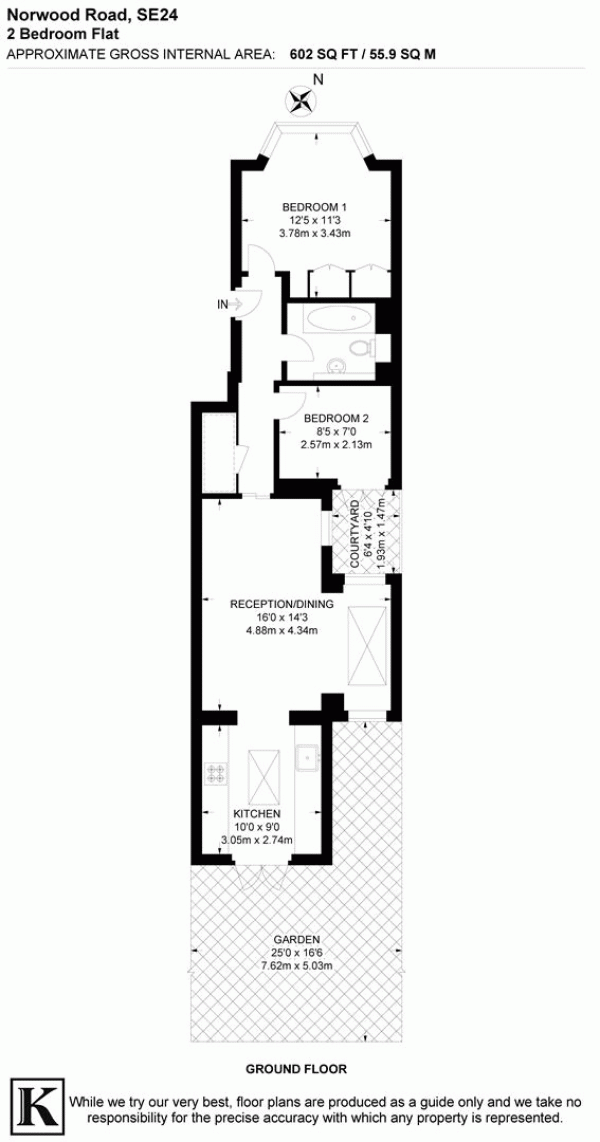 Floor Plan Image for 2 Bedroom Flat for Sale in Norwood Road, SE24