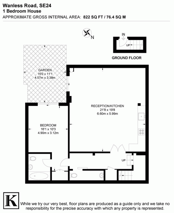 Floor Plan Image for 1 Bedroom Flat for Sale in Wanless Road, SE24