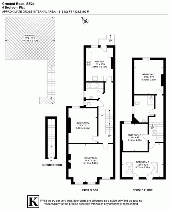 Floor Plan Image for 4 Bedroom Flat for Sale in Croxted Road, SE24