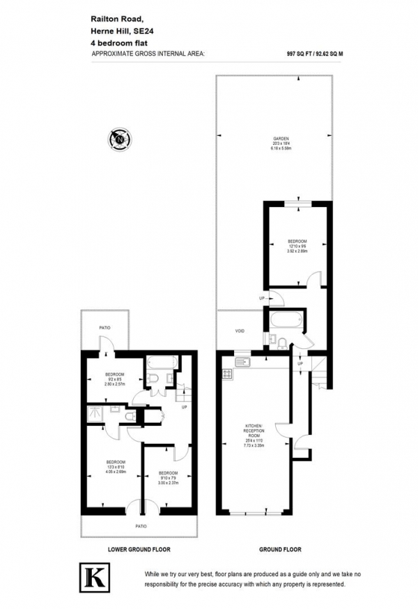 Floor Plan Image for 4 Bedroom Flat to Rent in Railton Road, London