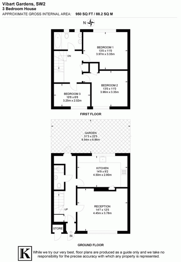 Floor Plan Image for 3 Bedroom Property for Sale in Vibart Gardens, SW2