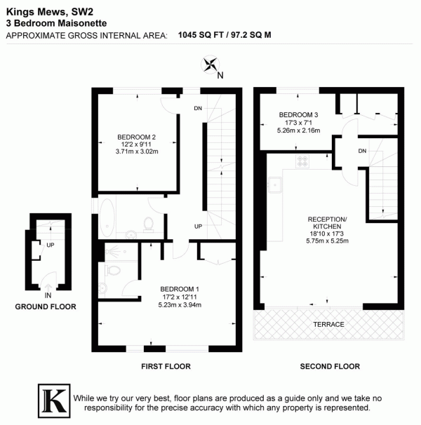 Floor Plan for 3 Bedroom Maisonette for Sale in Kings Mews, SW2, SW2, 5PR -  &pound775,000