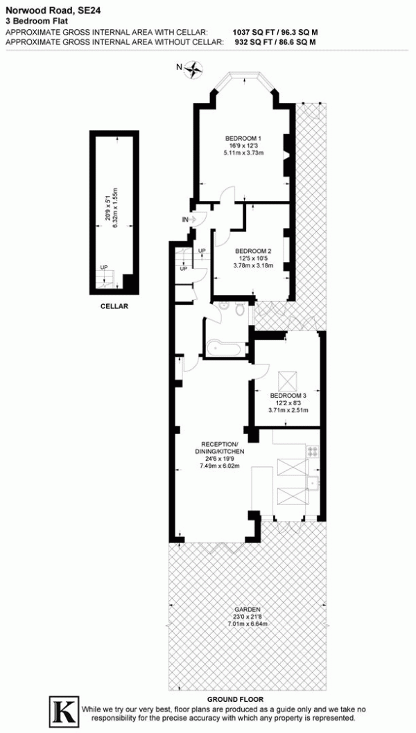 Floor Plan for 3 Bedroom Flat for Sale in Norwood Road, SE24, SE24, 9BH - Offers Over &pound750,000