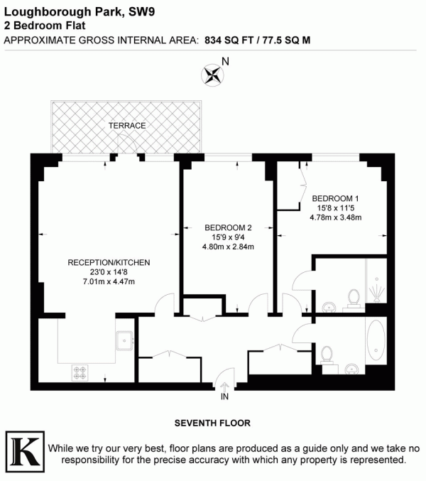 Floor Plan for 2 Bedroom Flat for Sale in Loughborough Park, SW9, SW9, 8FY -  &pound550,000