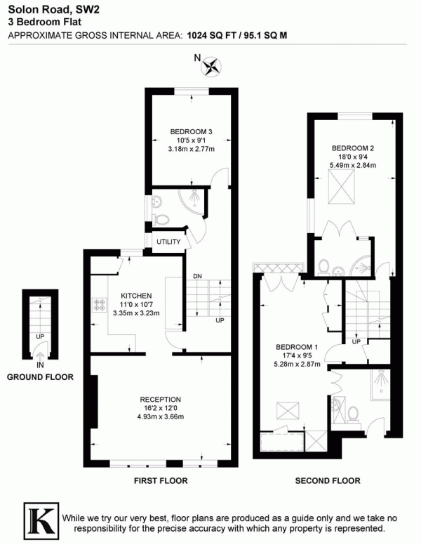 Floor Plan Image for 3 Bedroom Flat for Sale in Solon Road, SW2