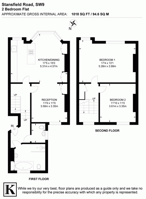 Floor Plan Image for 2 Bedroom Flat for Sale in Stansfield Road, SW9