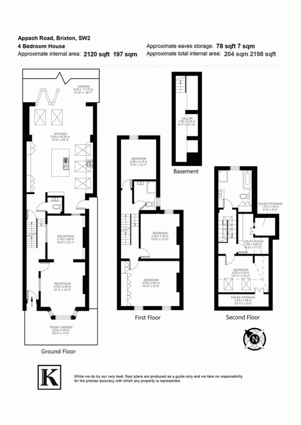 Floor Plan for 4 Bedroom Property for Sale in Appach Road, SW2, SW2, 2LE - Offers Over &pound1,350,000