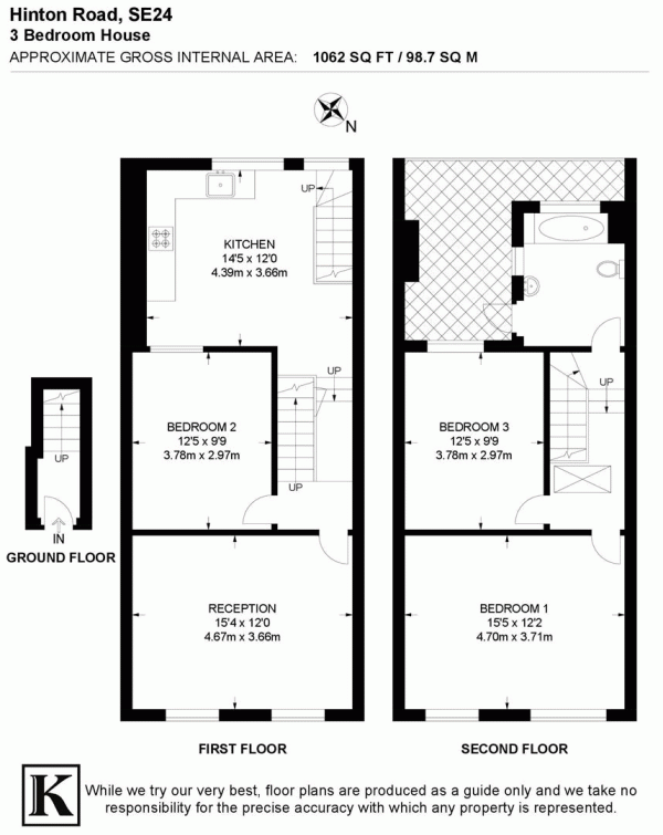 Floor Plan Image for 3 Bedroom Flat for Sale in Hinton Road, SE24