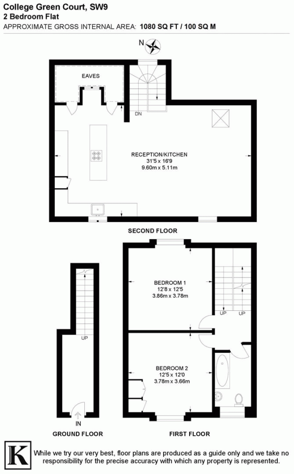 Floor Plan for 2 Bedroom Maisonette for Sale in Barrington Road, SW9, SW9, 7JG -  &pound699,950