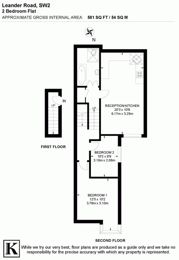 Floor Plan Image for 2 Bedroom Flat for Sale in Leander Road, SW2