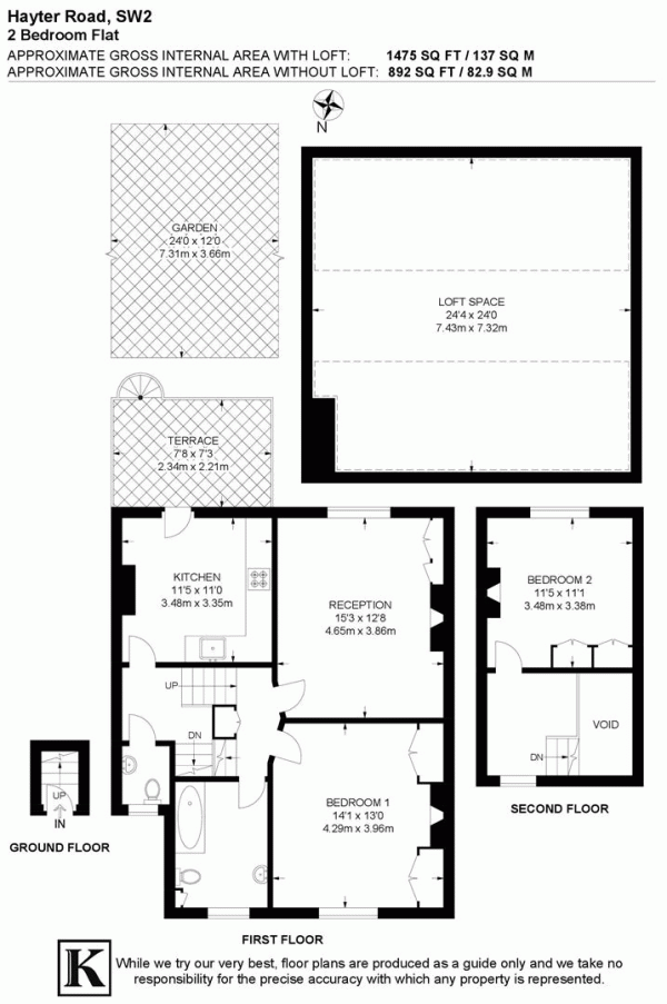 Floor Plan Image for 2 Bedroom Flat for Sale in Hayter Road, SW2