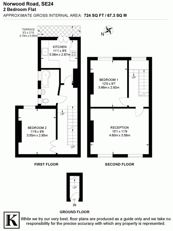 Floor Plan Image for 2 Bedroom Flat for Sale in Norwood Road, SE24