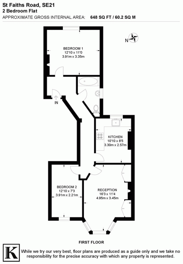 Floor Plan Image for 2 Bedroom Flat for Sale in St Faith's Road, SE21