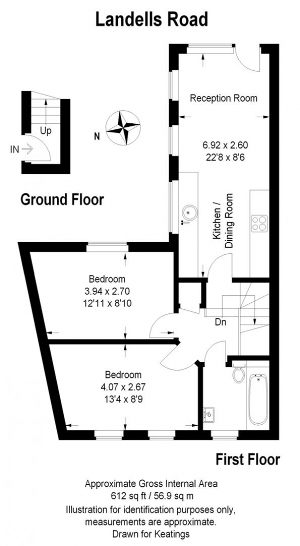 Floor Plan Image for 2 Bedroom Flat to Rent in Landells Road, SE22