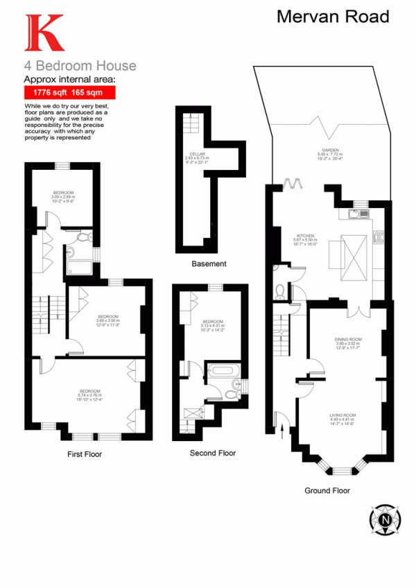 Floor Plan Image for 4 Bedroom Property for Sale in Mervan Road, SW2