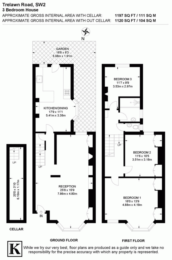 Floor Plan Image for 3 Bedroom Property for Sale in Trelawn Road, SW2