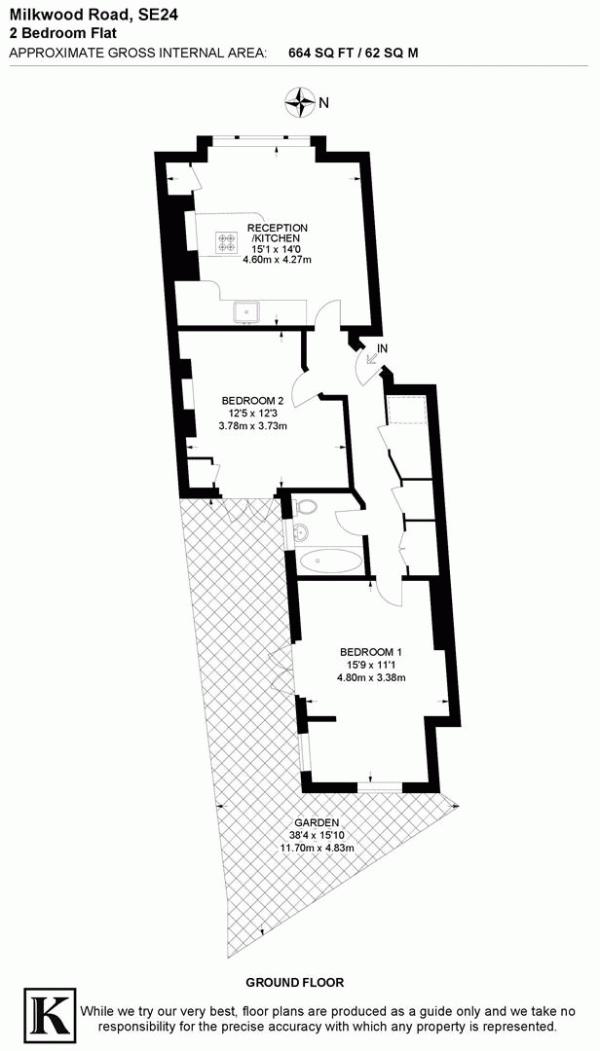 Floor Plan Image for 2 Bedroom Flat for Sale in Milkwood Road, SE24