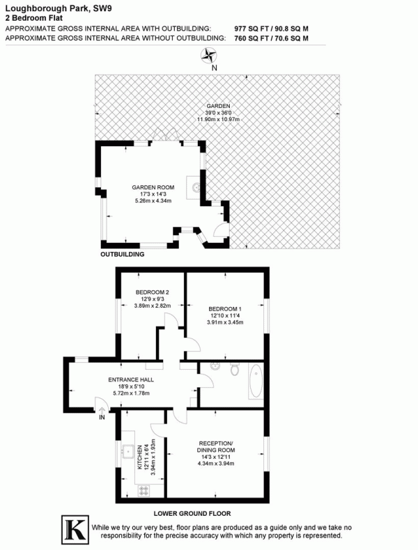 Floor Plan Image for 2 Bedroom Flat for Sale in Loughborough Park, SW9