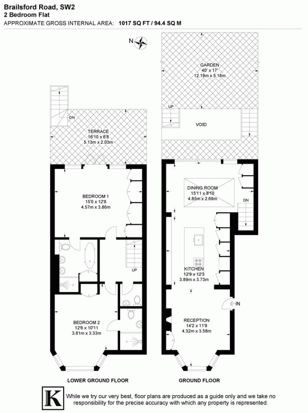 Floor Plan Image for 2 Bedroom Flat for Sale in Brailsford Road, SW2