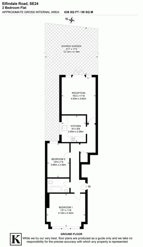 Floor Plan Image for 2 Bedroom Flat for Sale in Elfindale Road, SE24