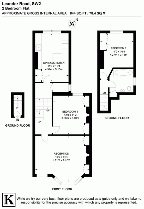 Floor Plan Image for 2 Bedroom Flat for Sale in Leander Road, SW2