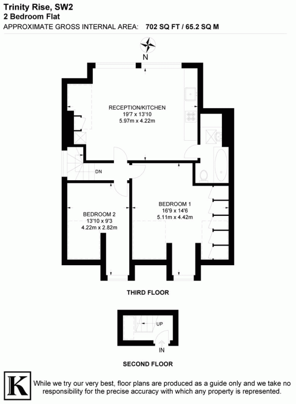 Floor Plan Image for 2 Bedroom Flat for Sale in Trinity Rise, SW2