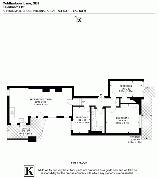 Floor Plan Image for 3 Bedroom Flat for Sale in Coldharbour Lane, SE5