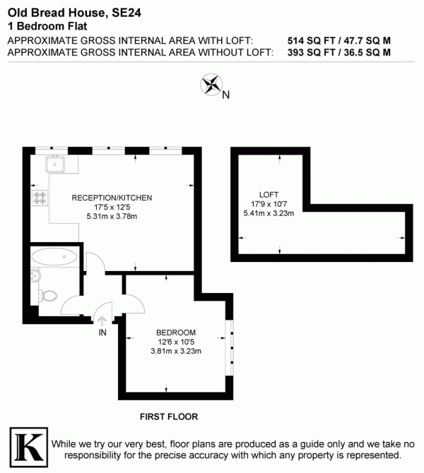 Floor Plan Image for 1 Bedroom Flat for Sale in Old Bread House, SE24