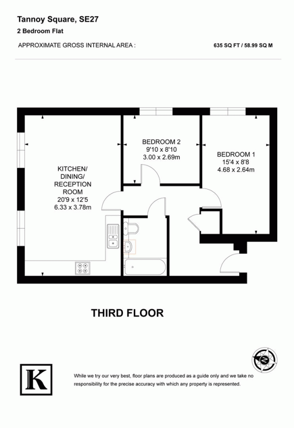 Floor Plan Image for 2 Bedroom Flat to Rent in Tannoy Square, London