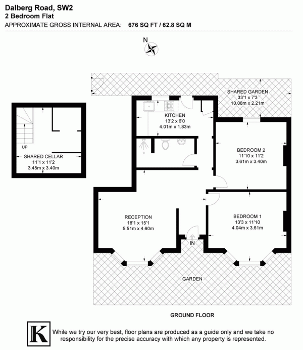 Floor Plan Image for 2 Bedroom Flat for Sale in Dalberg Road, SW2