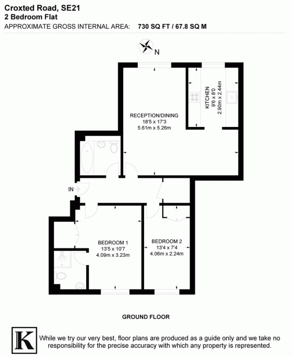 Floor Plan Image for 2 Bedroom Flat for Sale in Croxted Road, SE21