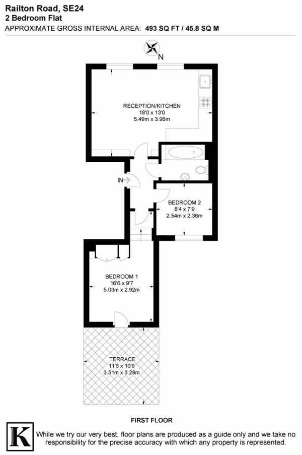 Floor Plan Image for 2 Bedroom Flat for Sale in Railton Road, SE24