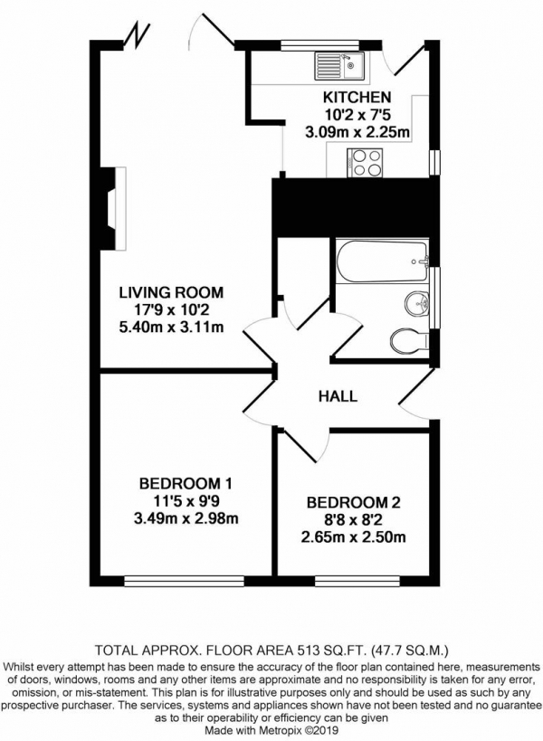 Floor Plan for 2 Bedroom Maisonette for Sale in Orchard Close, New Denham, UB9, 4BB - Guide Price &pound314,950