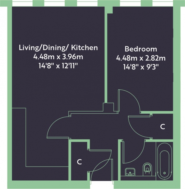 Floor Plan Image for 1 Bedroom Apartment for Sale in 51 Belmont Road, Uxbridge