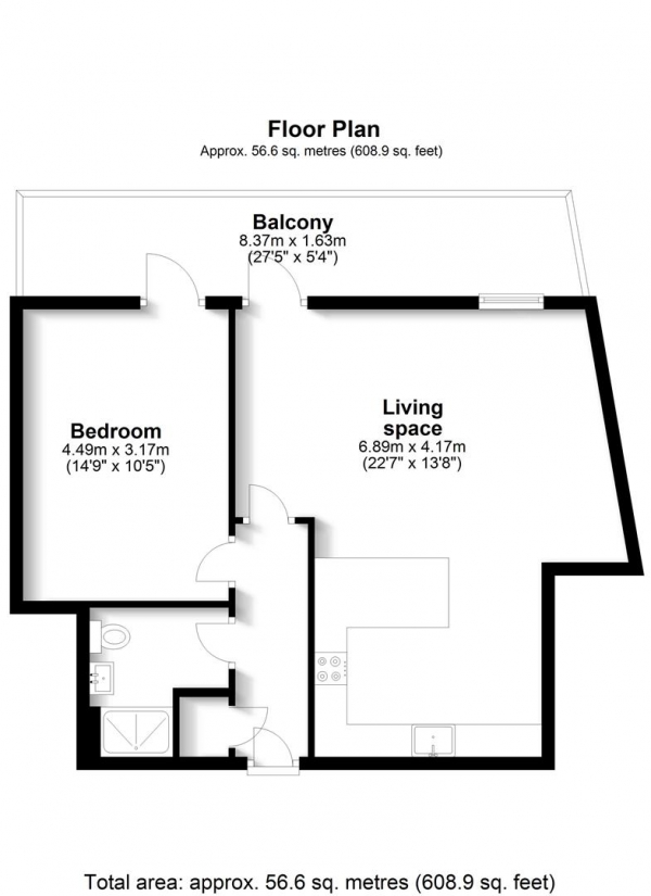 Floor Plan Image for 1 Bedroom Penthouse for Sale in Vine Street, Uxbridge