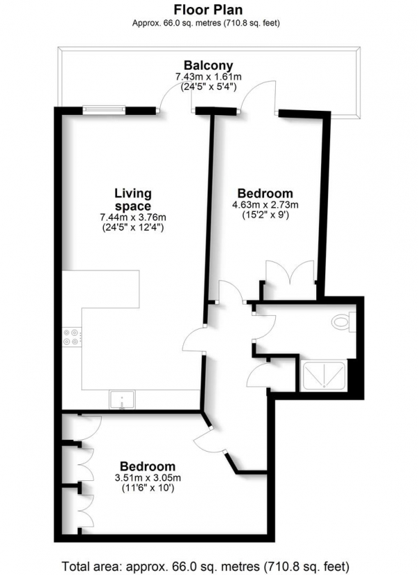 Floor Plan Image for 1 Bedroom Penthouse for Sale in Vine Street, Uxbridge