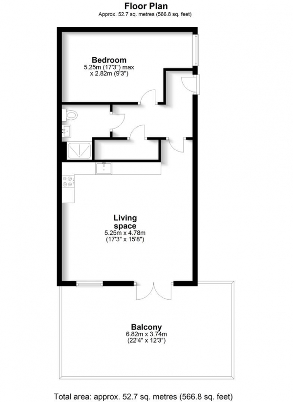 Floor Plan Image for 1 Bedroom Penthouse for Sale in Vine Street, Uxbridge